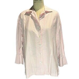 Anonymous Button-Down Shirt Womens 3XL Pink Stripes Broadcloth Grannycore Y2K